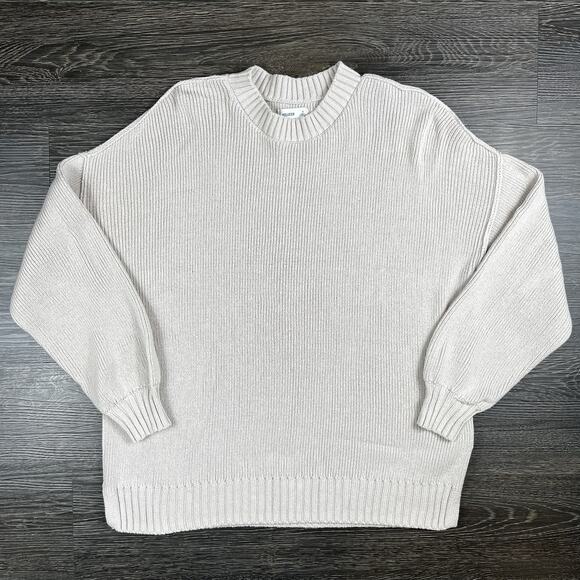 Hollister Sweater Womens Small Knit Crew Neck Oatmeal Pullover Casual Oversized - Picture 1 of 9
